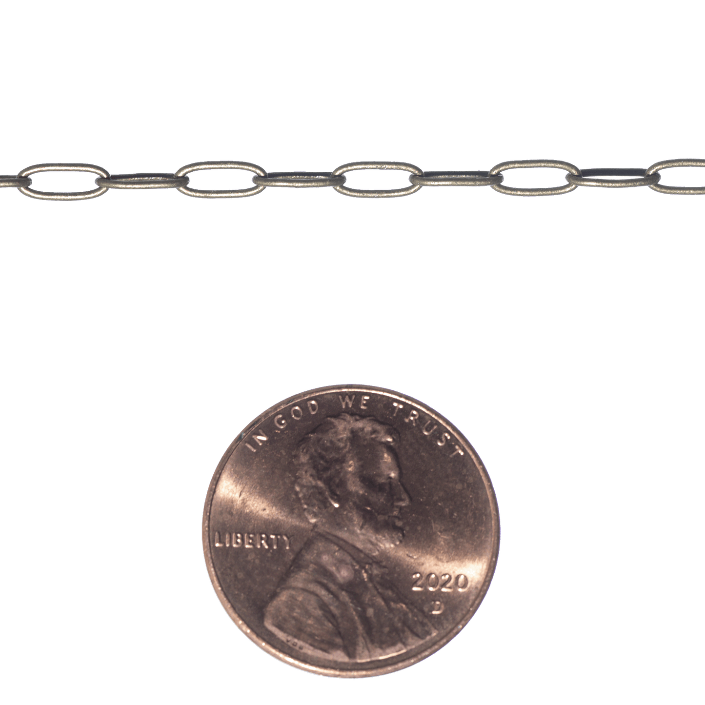 Tiny Paperclip Cable Chain measures 1.75mm x 5.9mm available in many Finishes sold by the Foot - CH 159
