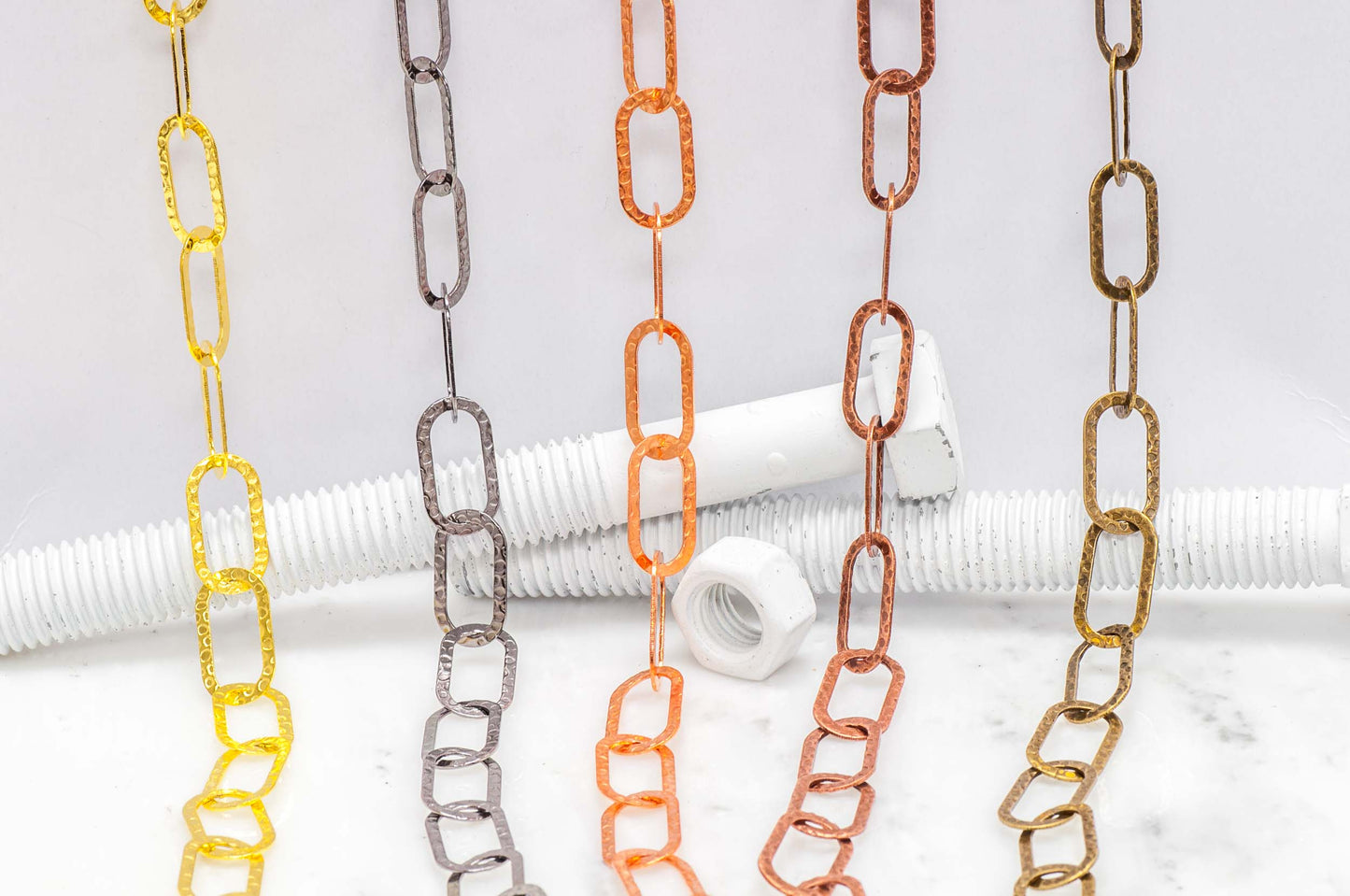 22mm x 12mm Crater Textured Link Cable Chain - Made of Brass - Sold by the Foot - Ch-1222