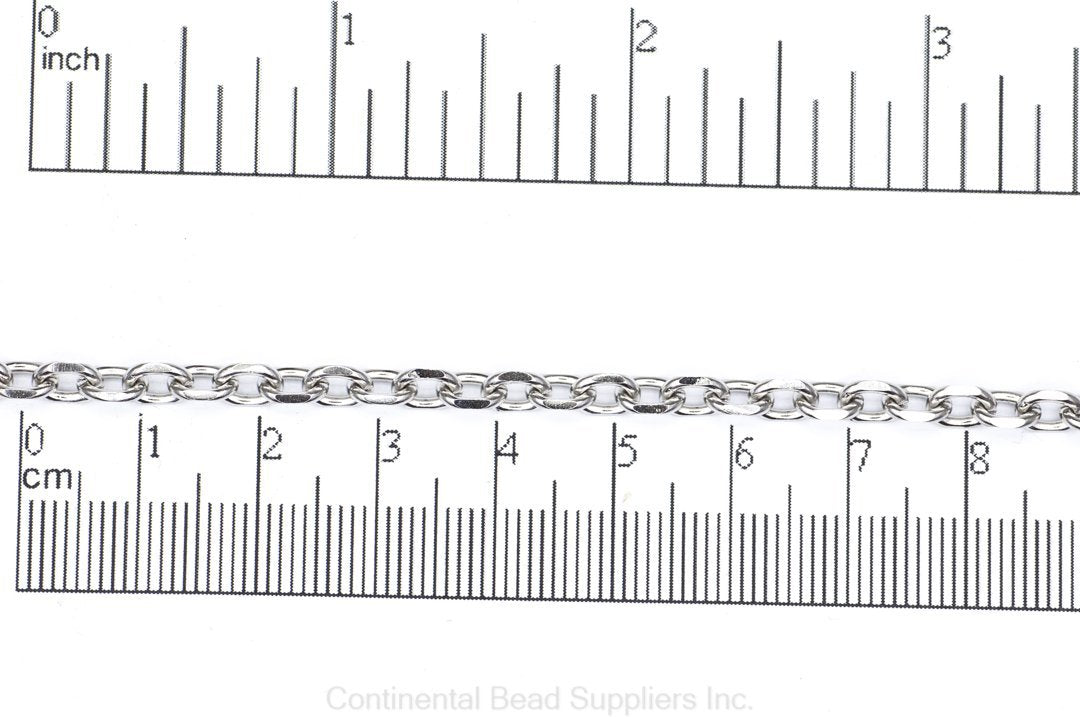6mm x 4.3mm Faceted Cable Chain - Made of 316 Stainless Steel - Sold by the Foot - CH-142