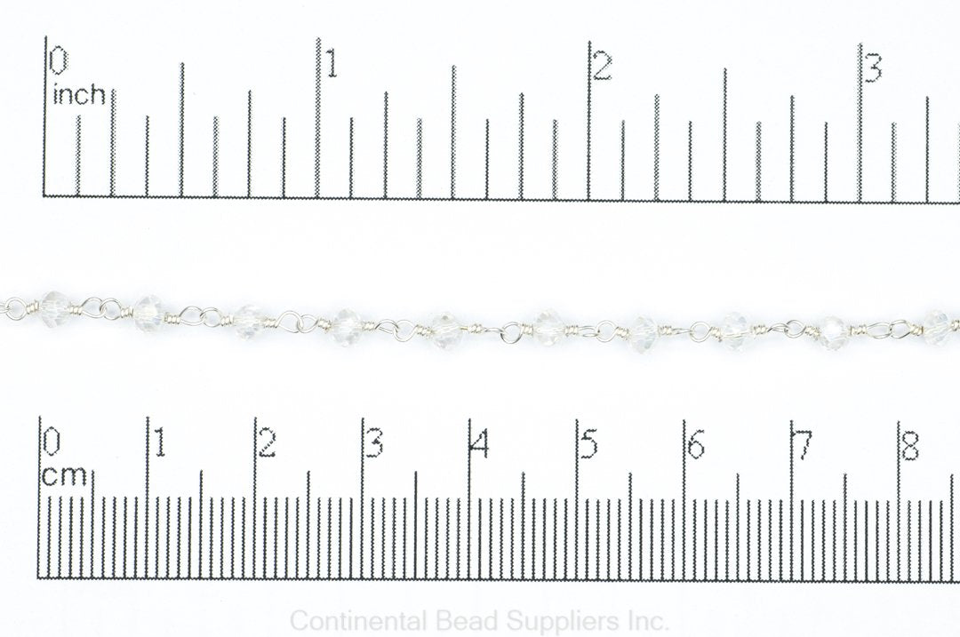 3.5mm Fire Polished Glass Beaded Rosary Specialty Chain sold by the Foot available in Multiple Colors - CH 151