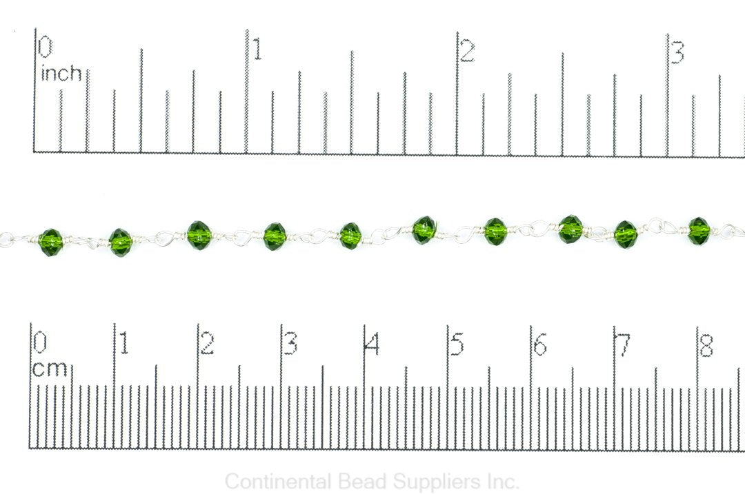 3.5mm Fire Polished Glass Beaded Rosary Specialty Chain sold by the Foot available in Multiple Colors - CH 151