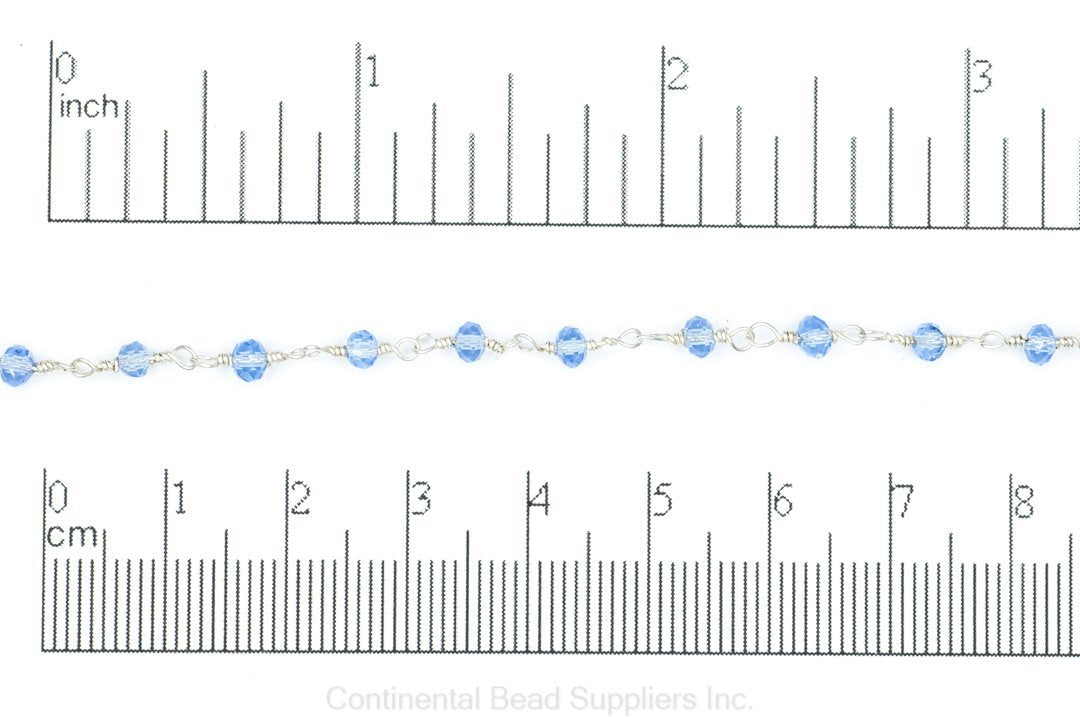 3.5mm Fire Polished Glass Beaded Rosary Specialty Chain sold by the Foot available in Multiple Colors - CH 151