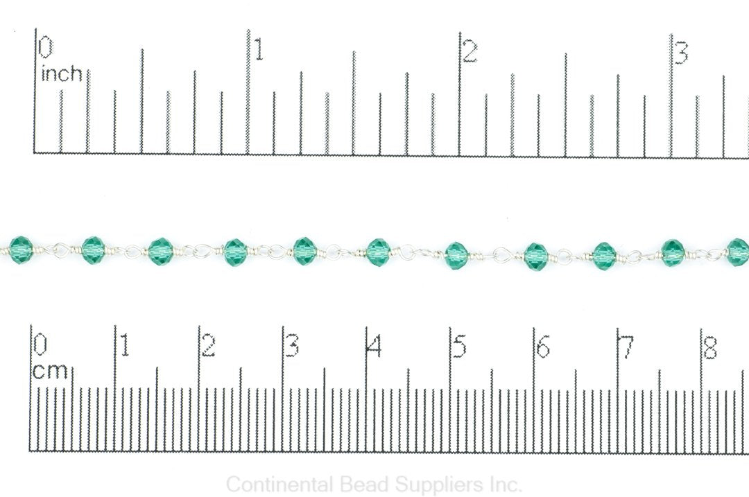 3.5mm Fire Polished Glass Beaded Rosary Specialty Chain sold by the Foot available in Multiple Colors - CH 151