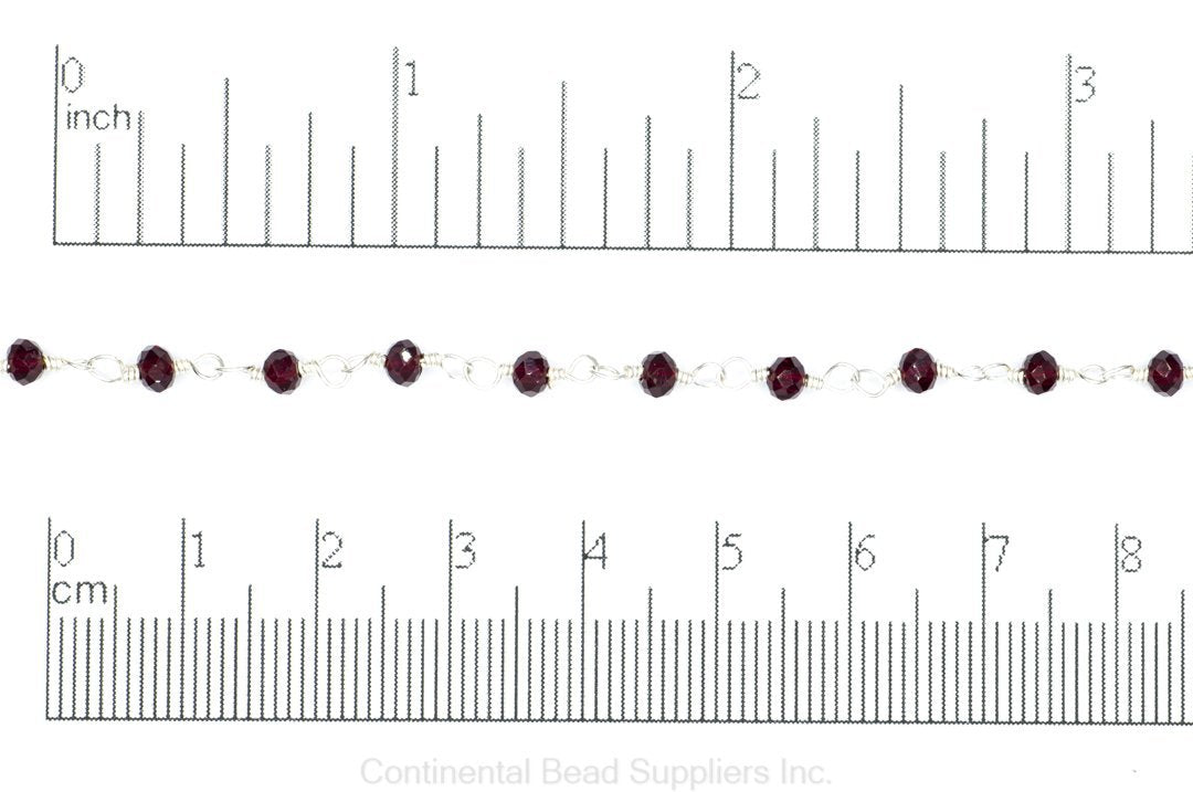 3.5mm Fire Polished Glass Beaded Rosary Specialty Chain sold by the Foot available in Multiple Colors - CH 151