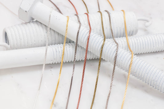 Box Chain - 1.2mm - Available in Multiple Colors - Sold by the Foot - CH 153