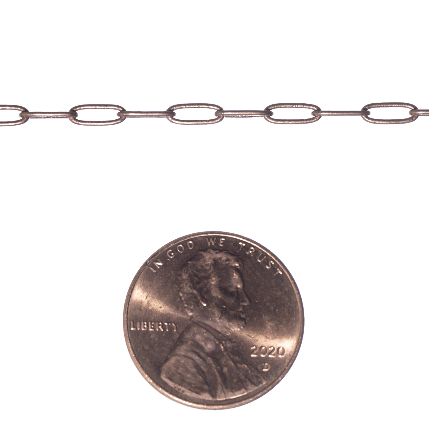 Tiny Paperclip Cable Chain measures 1.75mm x 5.9mm available in many Finishes sold by the Foot - CH 159