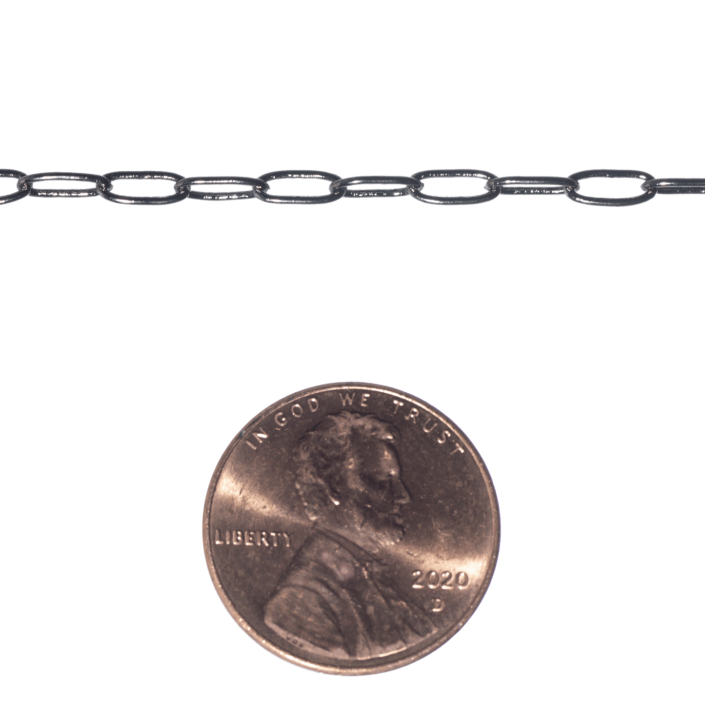 Tiny Paperclip Cable Chain measures 1.75mm x 5.9mm available in many Finishes sold by the Foot - CH 159