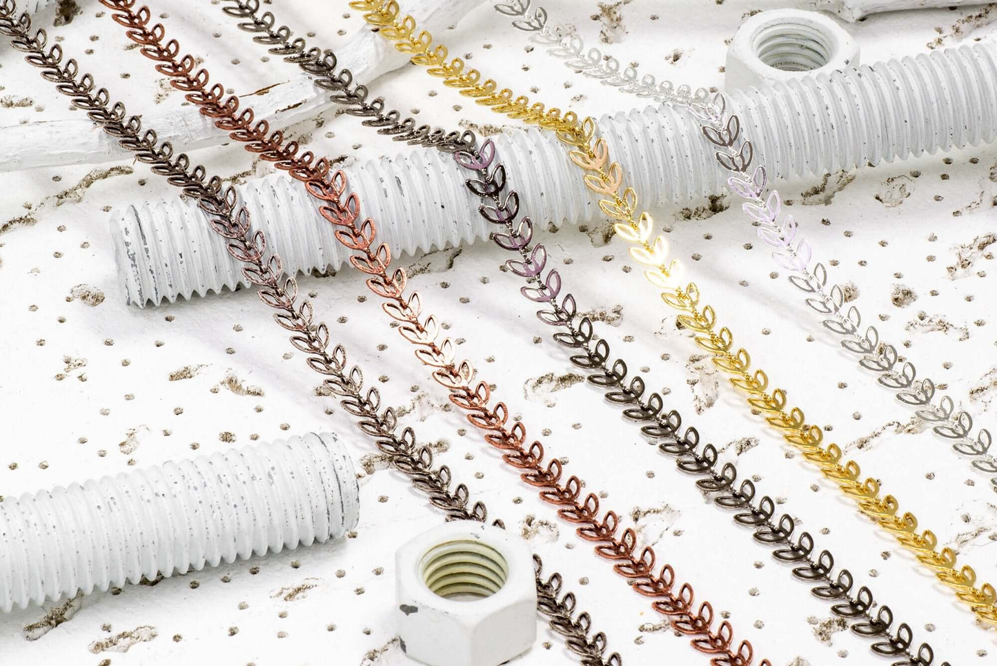 6.4mm Butterfly Petal Chevron Chain - Made of plated brass - Sold by the foot - Ch-161