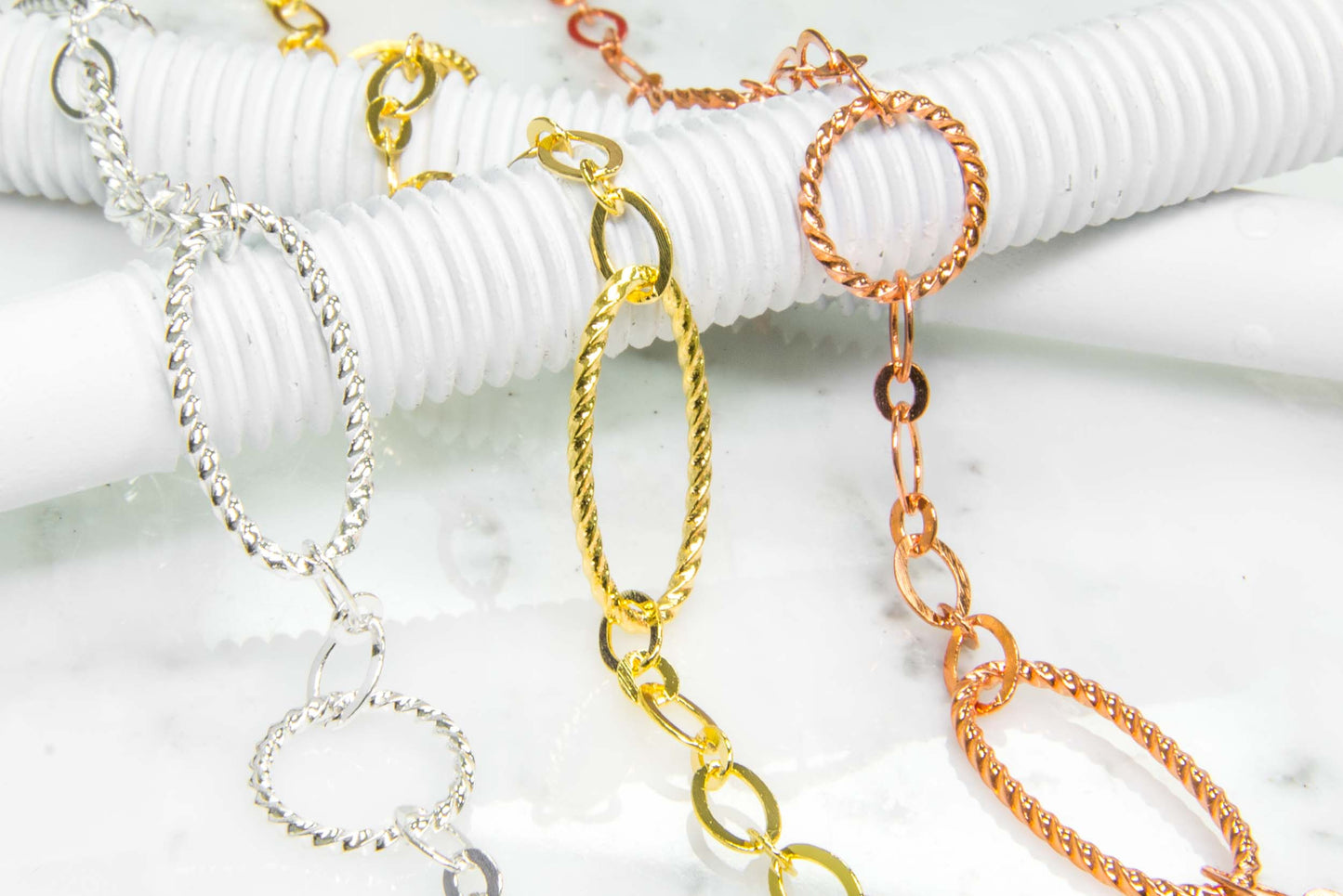 26mm x 13mm Rope Texture Cable Chain - Made of Brass - Sold by the Foot - Ch-20