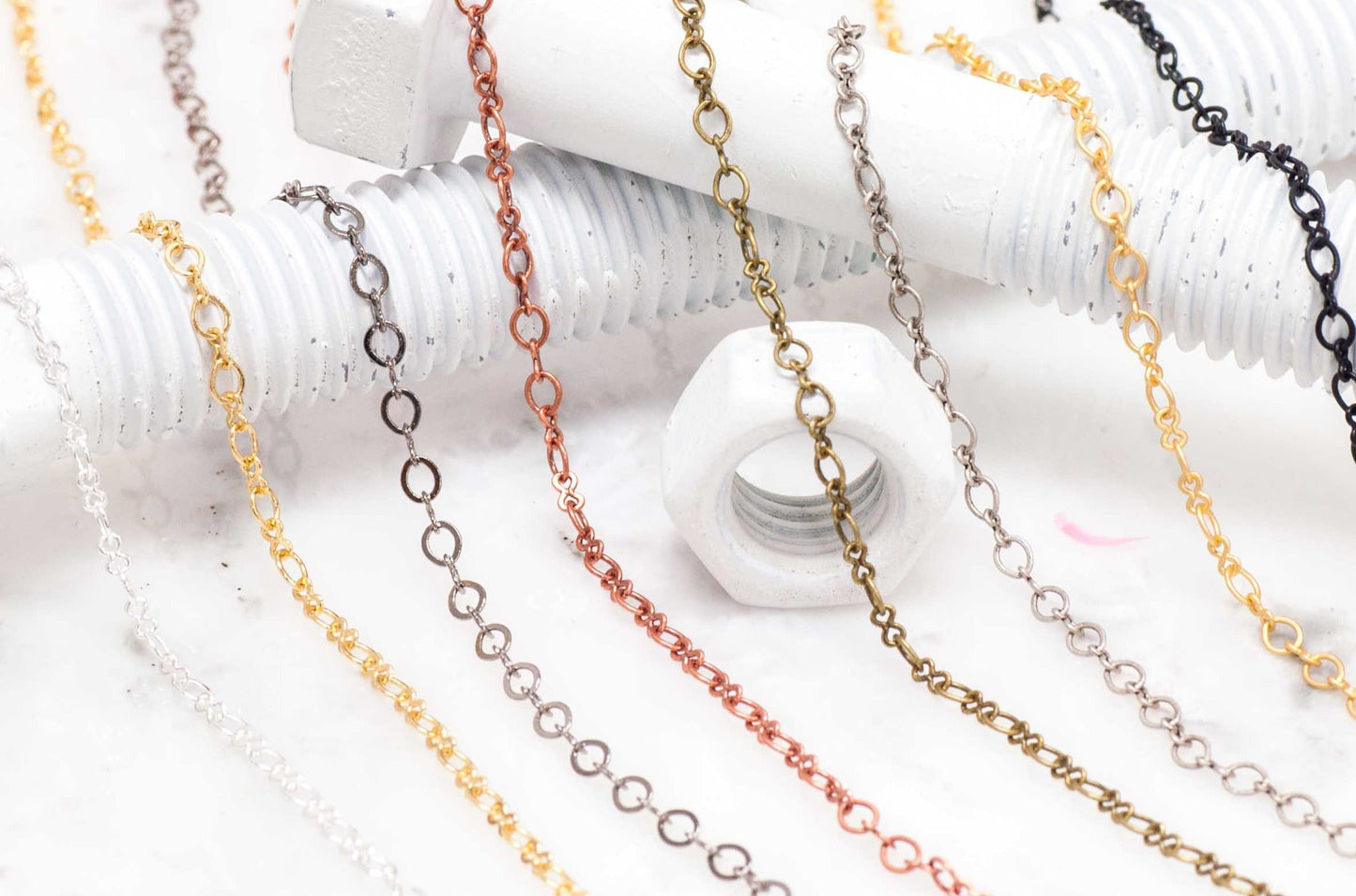 Cable Chain Small Size - Multiple Finishes Available- Measures 3.5mm x 3mm - Sold by the Foot - CH 245
