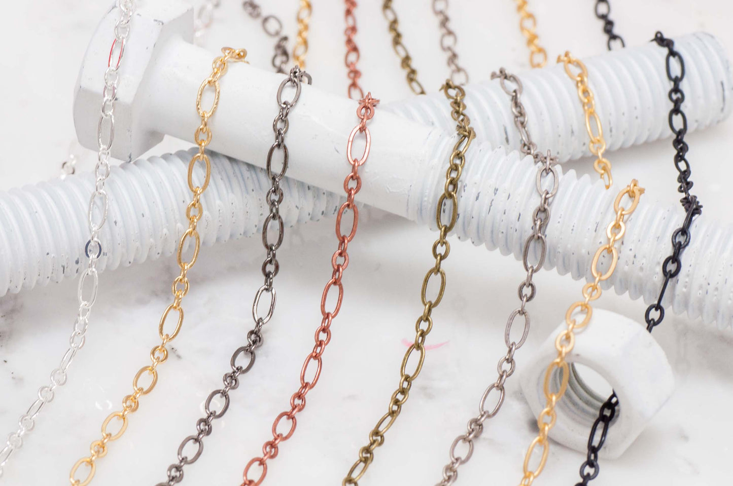 Cable Chain Small Size - Multiple Finishes Available - Measures 6.4mm x 3mm - Sold by the Foot - CH 260