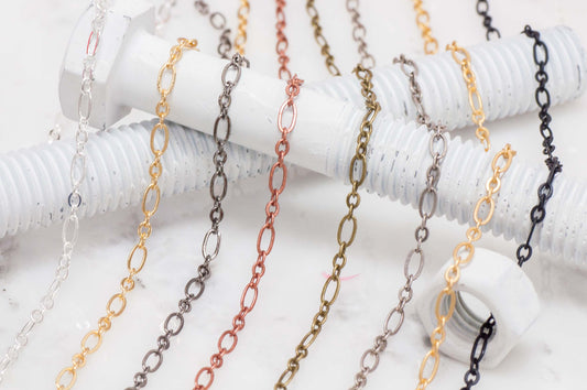 Cable Chain Small Size - Multiple Finishes Available - Measures 6.4mm x 3mm - Sold by the Foot - CH 260