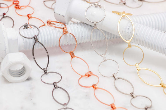 23mm x 12mm Oval and 14.8mm Circle Link Specialty Chain sold by the Foot available in Multiple Colors - CH 308