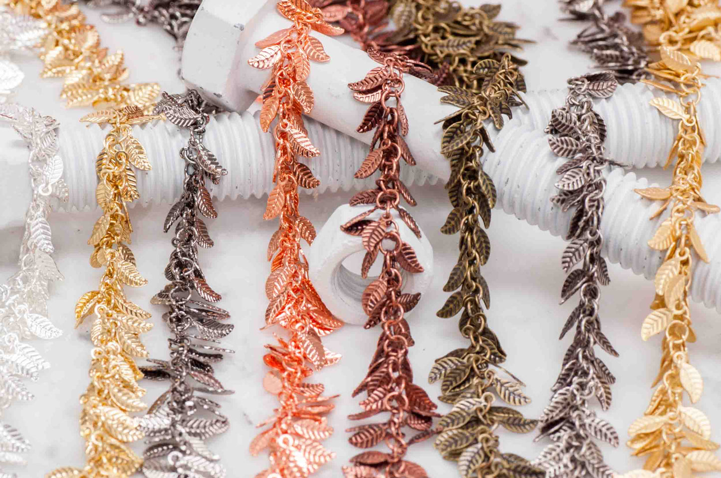 Leaves Cluster Specialty Chain - 4mm x 6mm - Available in Multiple Colors - Sold by the Foot - CH 347