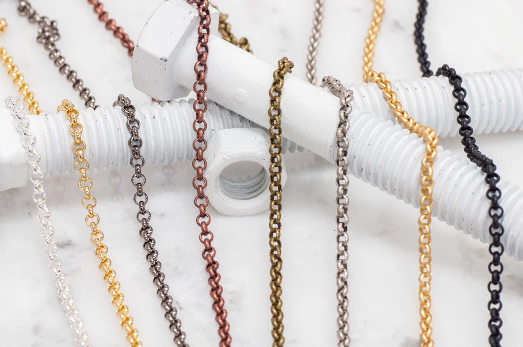 Rolo Belcher Chain Medium Size measures 3.5mm available in Multiple Finishes sold by the Foot - CH 350