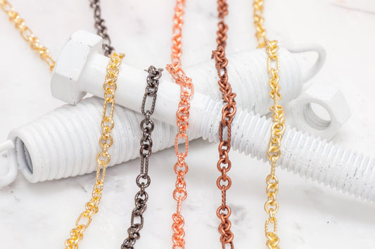 9mm x 5mm Rectangle Rope Cable Chain - Made of plated brass - Sold by the foot - Ch-803