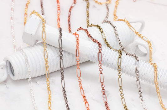Figaro Chain  8.5mm x 3.1mm available in Multiple Colors sold by the Foot - CH 804