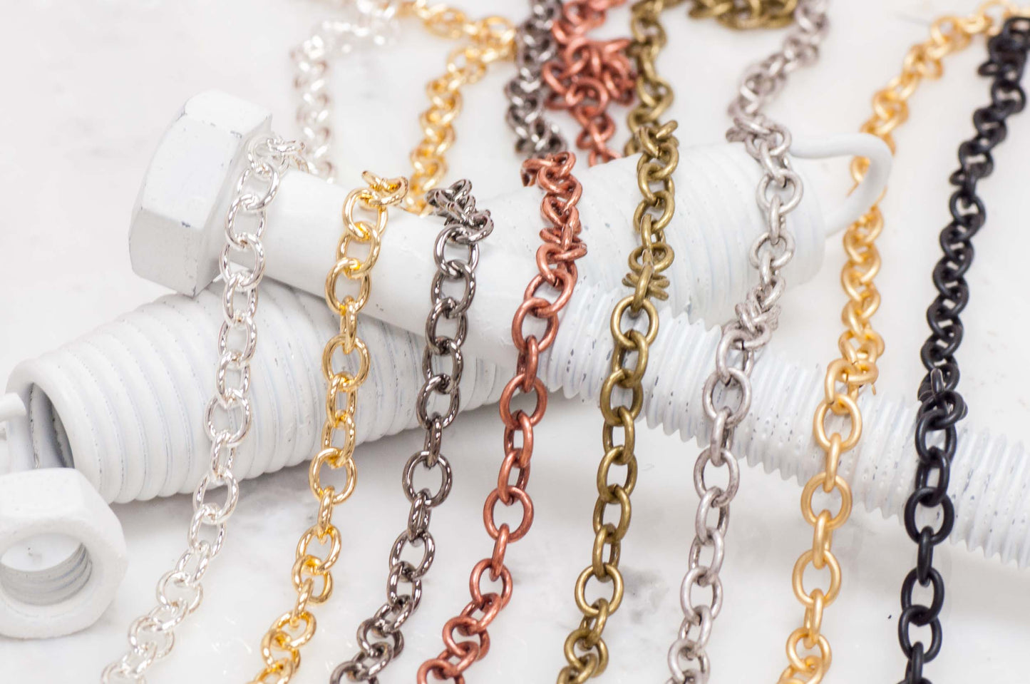 Cable Chain 8mm x 6.5mm available in Multiple Colors sold by the Foot - CH 806