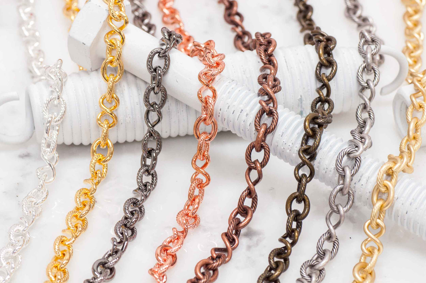 10mm x 8mm Oval, 12.7mm x 7mm Infinity Link Cable Chain - Made of Brass - Sold by the Foot - Ch-818