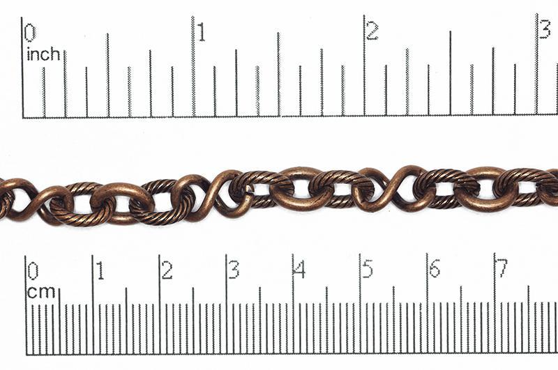 10mm x 8mm Oval, 12.7mm x 7mm Infinity Link Cable Chain - Made of Brass - Sold by the Foot - Ch-818