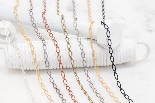 6.4mm x 3mm Textured Oval Cable Chain Sold by The Foot - CH 820