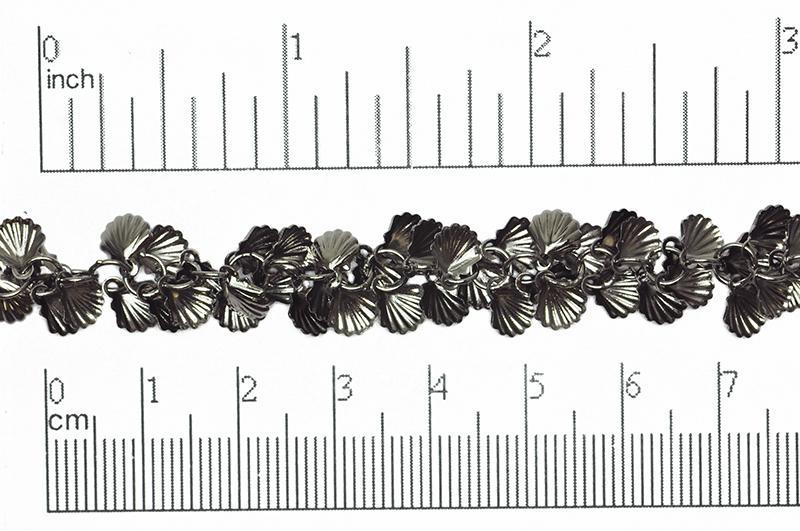 7mm x 5.6mm Seashell Dangle Chain - Made of Brass - Sold by the Foot - Ch-827