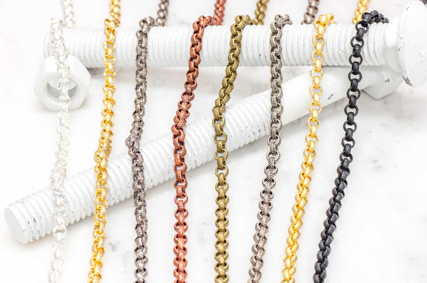 5mm Textured Rolo Chain Sold by The Foot - CH 834