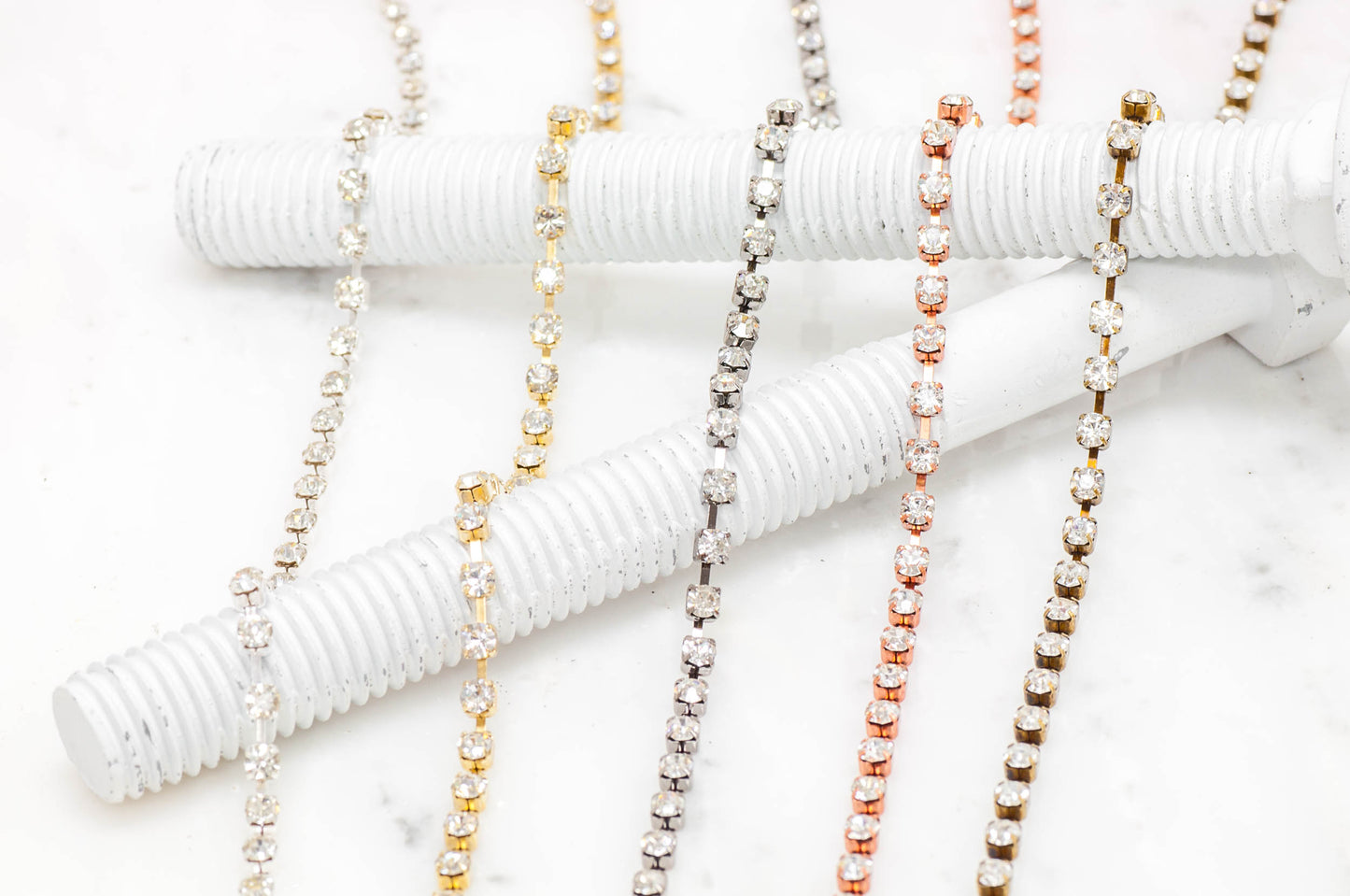 3mm Rhinestone Cup Chain - Made of Brass - Sold by the Foot - Ch-848