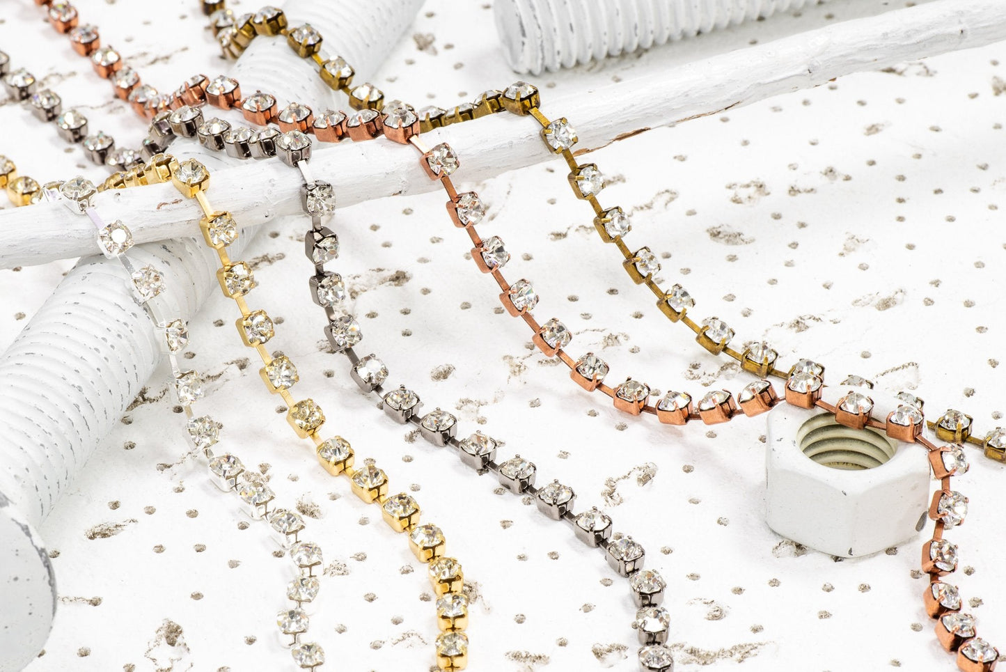 4mm Rhinestone Cup Chain - Made of Brass - Sold by the Foot - Ch-849