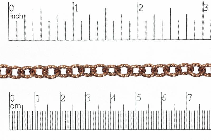 7.5mm x 6mm Twisted Link Cable Chain - Made of plated brass - Sold by the foot - Ch-858