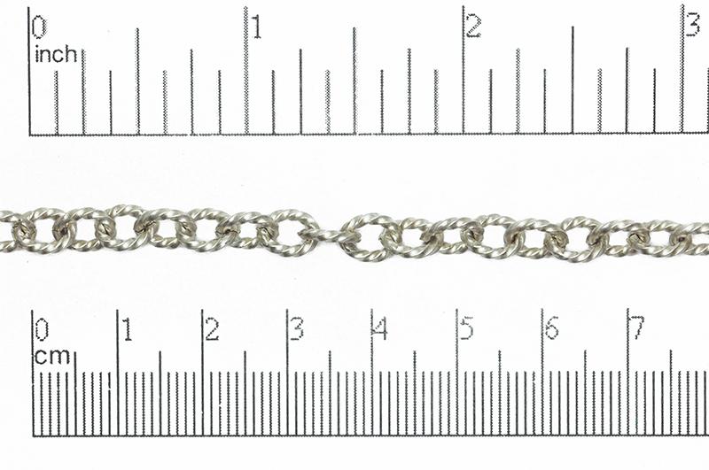 7.5mm x 6mm Twisted Link Cable Chain - Made of plated brass - Sold by the foot - Ch-858