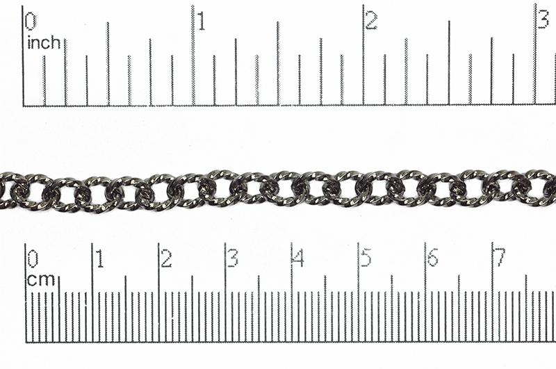 7.5mm x 6mm Twisted Link Cable Chain - Made of plated brass - Sold by the foot - Ch-858