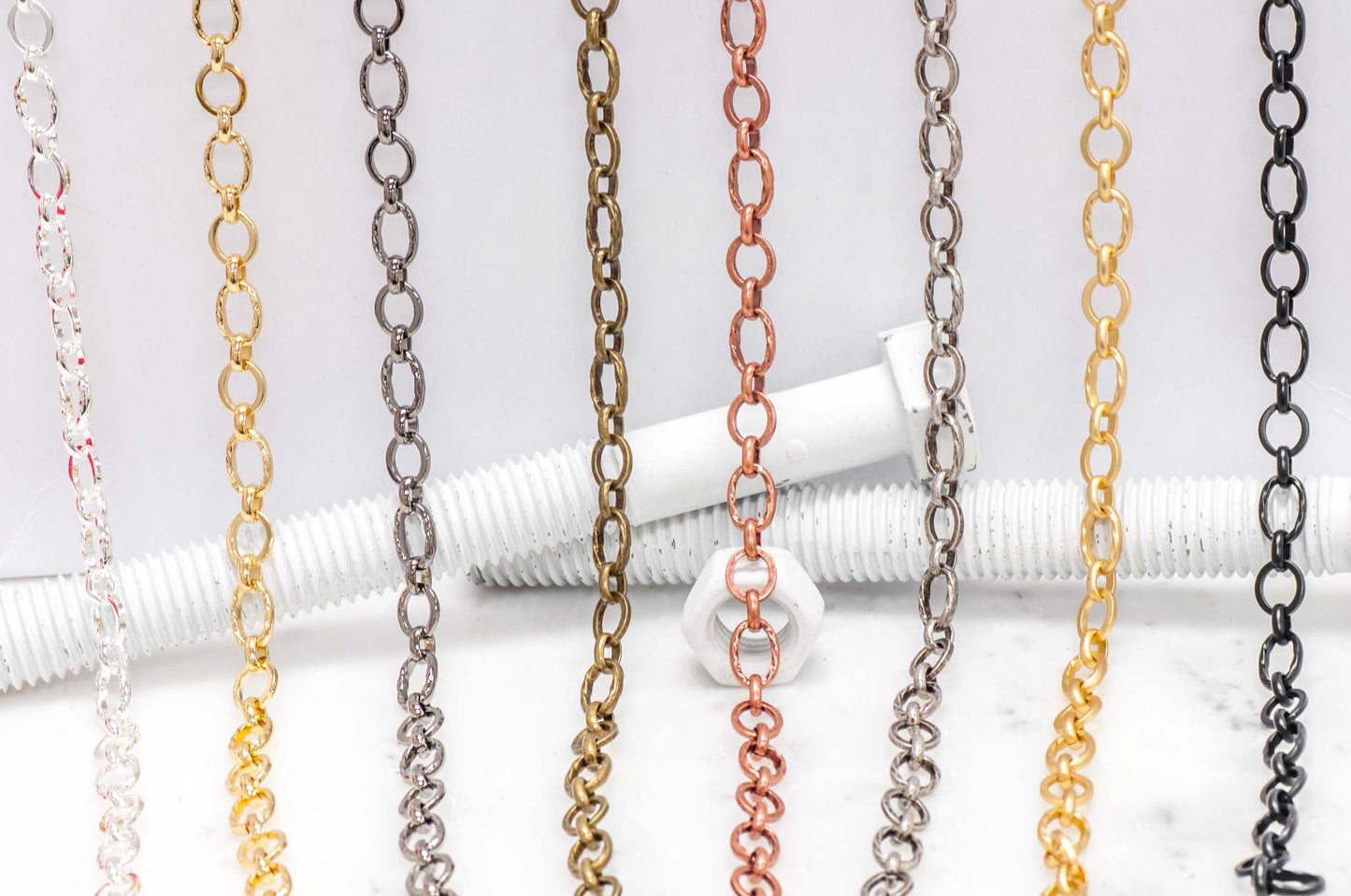 11mm x 7.5mm Textured and Plain Link Cable Chain Sold by The Foot - CH 860