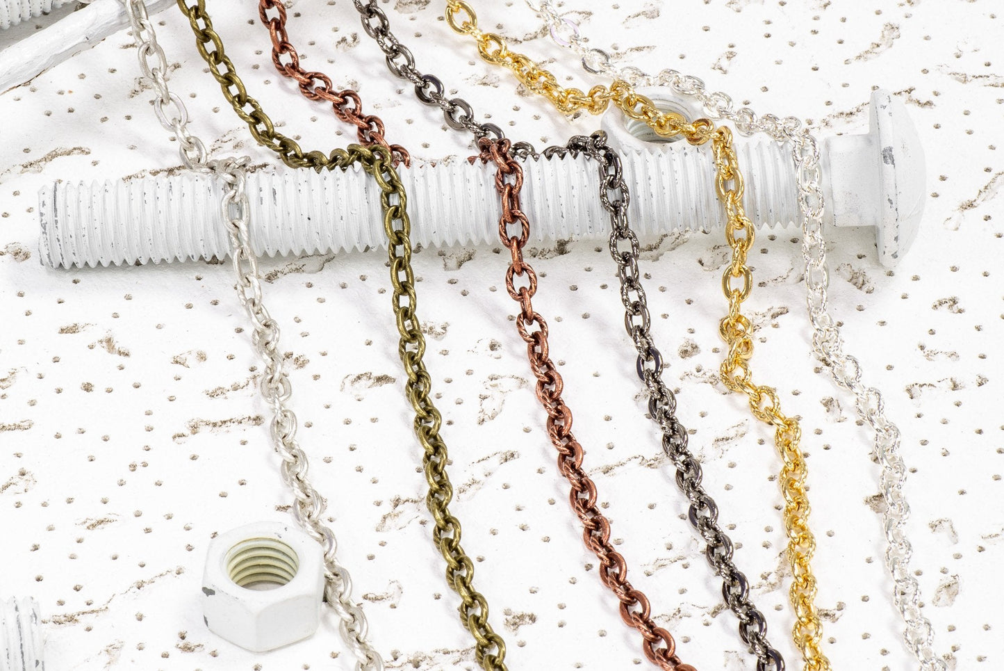 7.5mm x 5.5mm Plain and Textured Link Cable Chain Sold by The Foot - CH 861