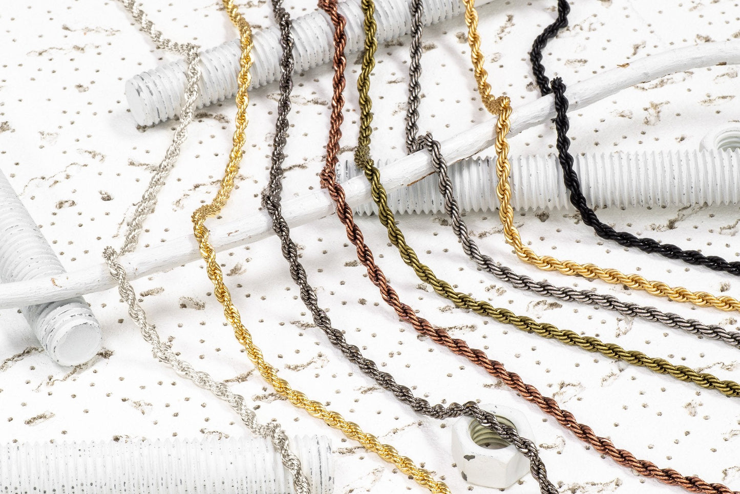 3.8mm Classic Rope Chain - Made of Brass - Sold by the Foot - Ch-862
