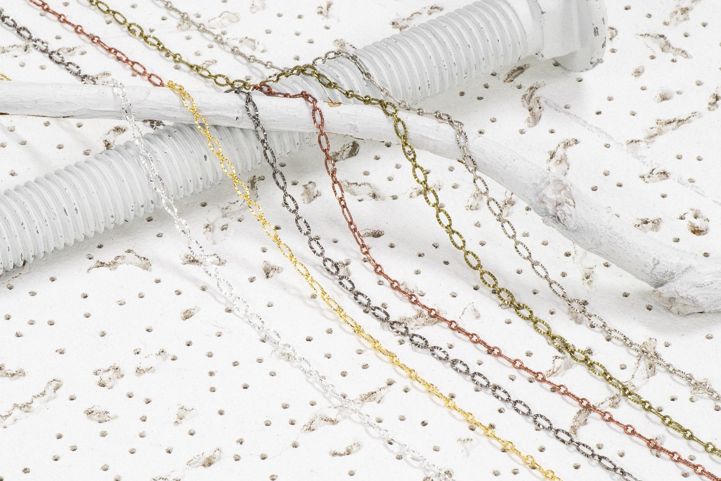 3mm x 4.8mm Textured Oval Linked Cable Chain Sold by The Foot - CH 867