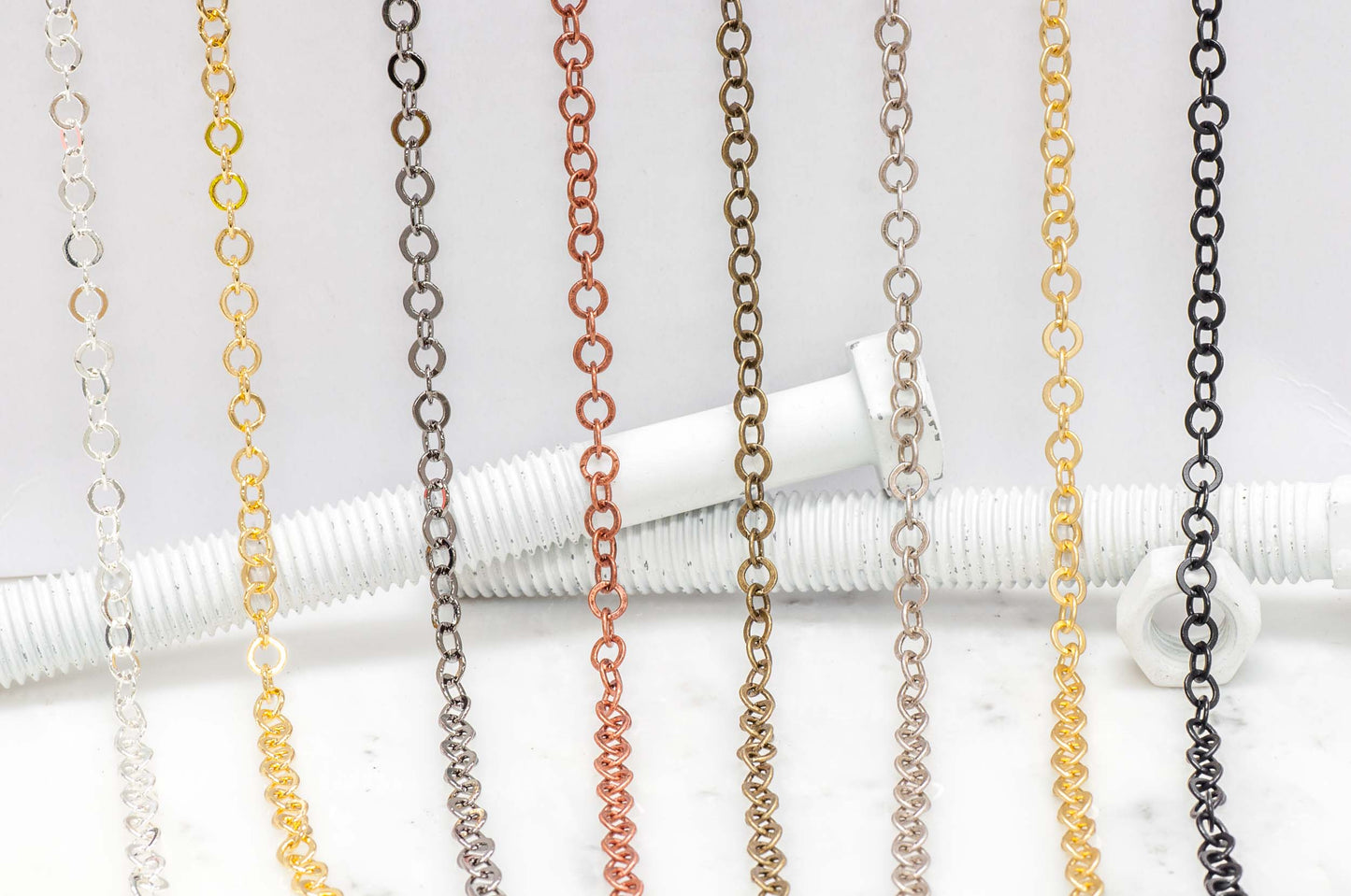 6.4mm Smooth Flat Link Cable Chain Sold by The Foot - CH 871