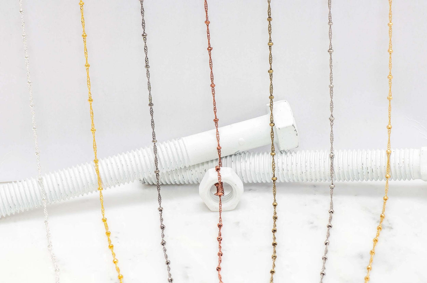 2mm Elegant Twisted Satellite Curb Chain - Made of plated brass - Sold by the foot - Ch-873