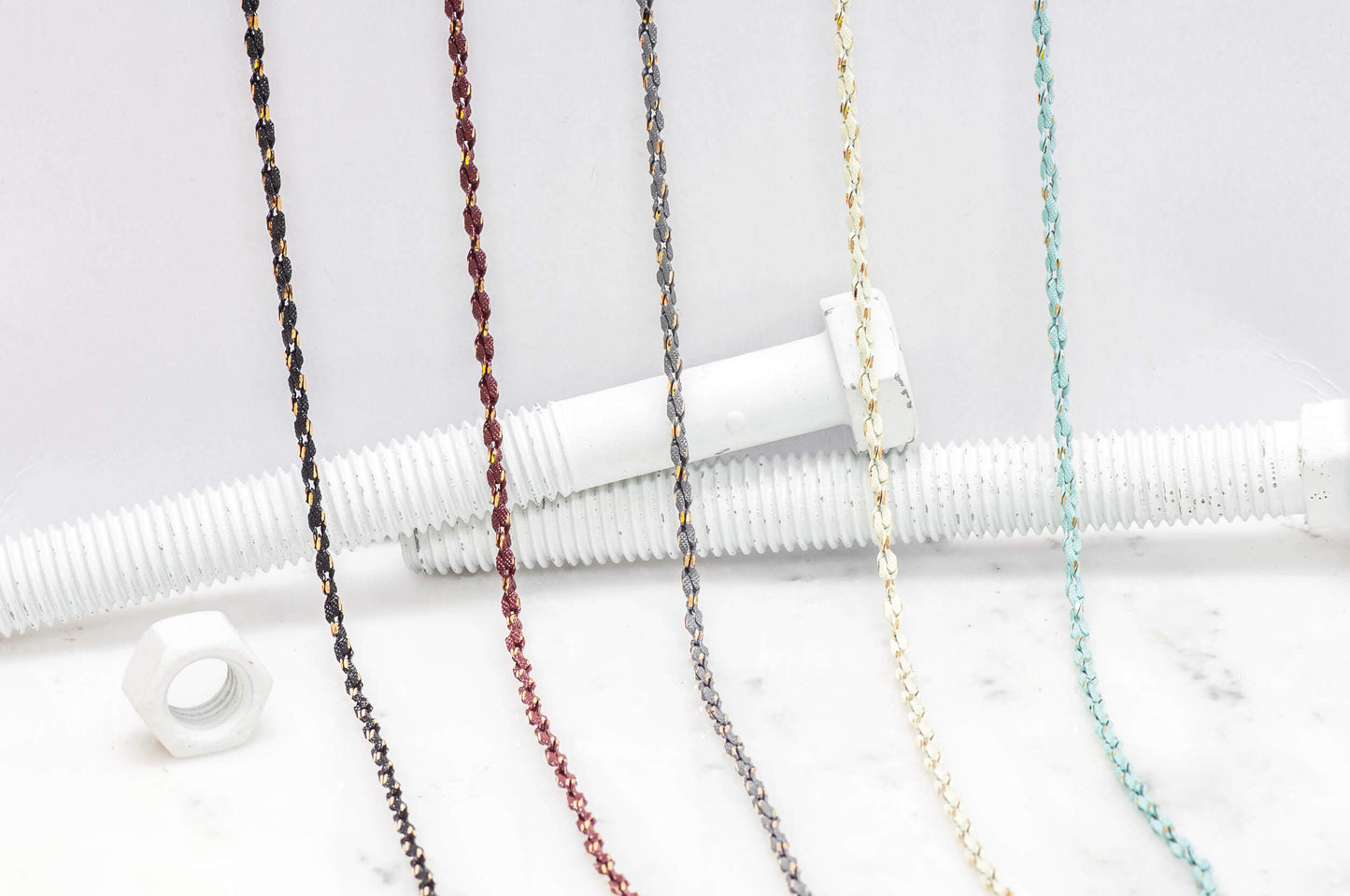 3mm Two-Tone Rope Chain - Made of gold-plated brass, with vibrant enamel coating - Sold by the foot - Ch-875