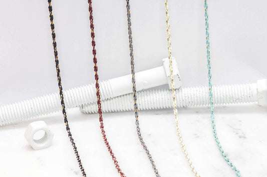 3mm Two-Tone Rope Chain - Made of gold-plated brass, with vibrant enamel coating - Sold by the foot - Ch-875