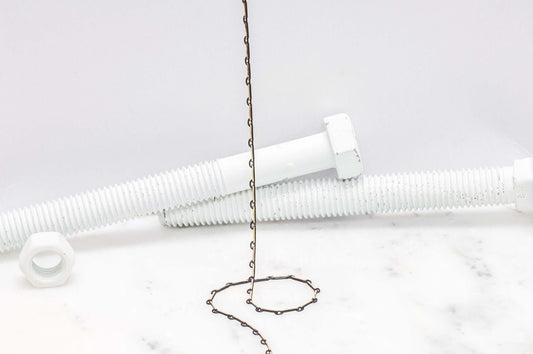 7mm x 2mm Gold Black Two-Toned Link Cable Chain - Made of Gold-Plated Brass with Black Enamel - Sold by the Foot - Ch-877