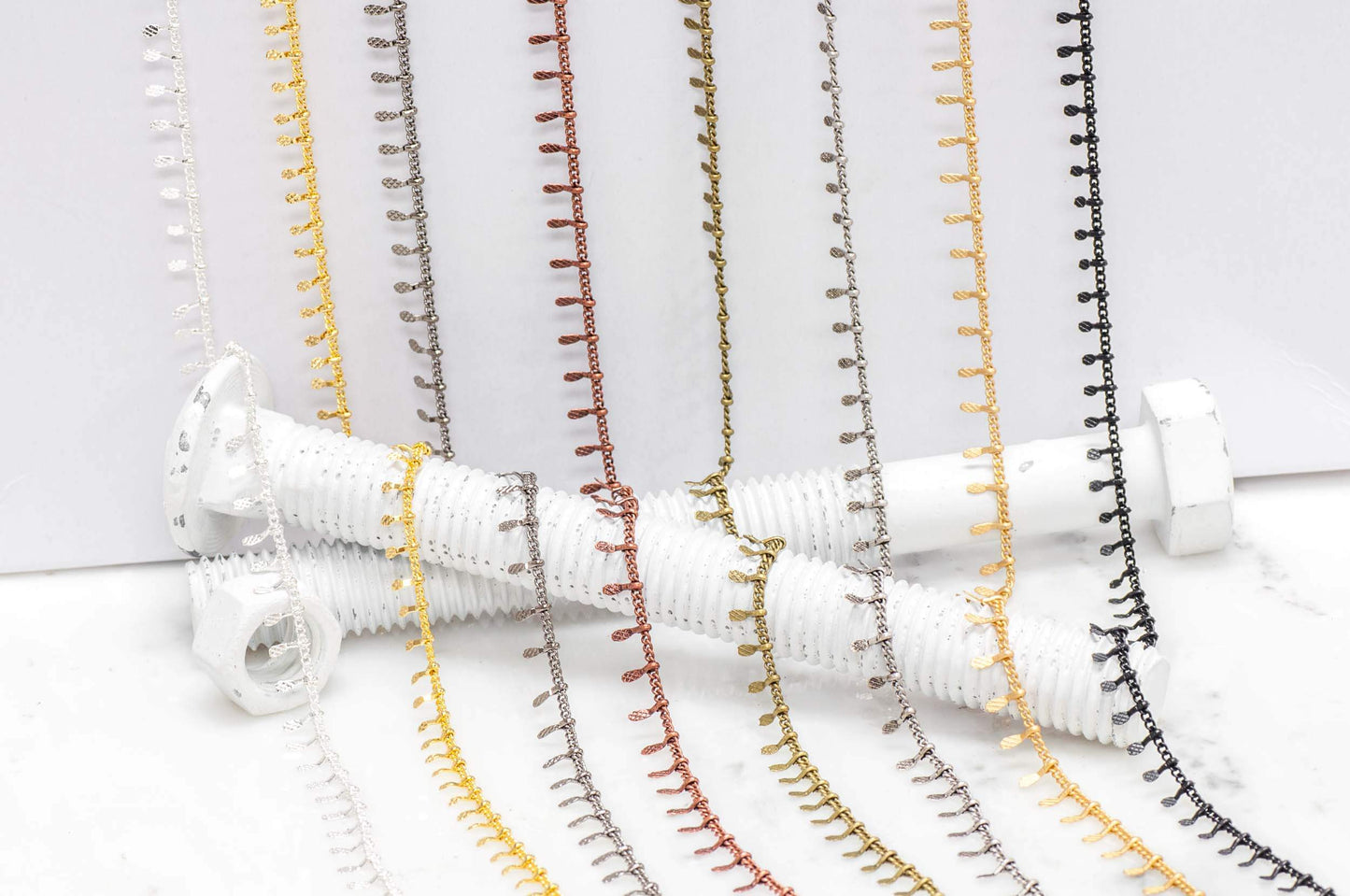 1.5mm Curb Chain with Textured Drops Specialty Chain Sold by The Foot - CH 896