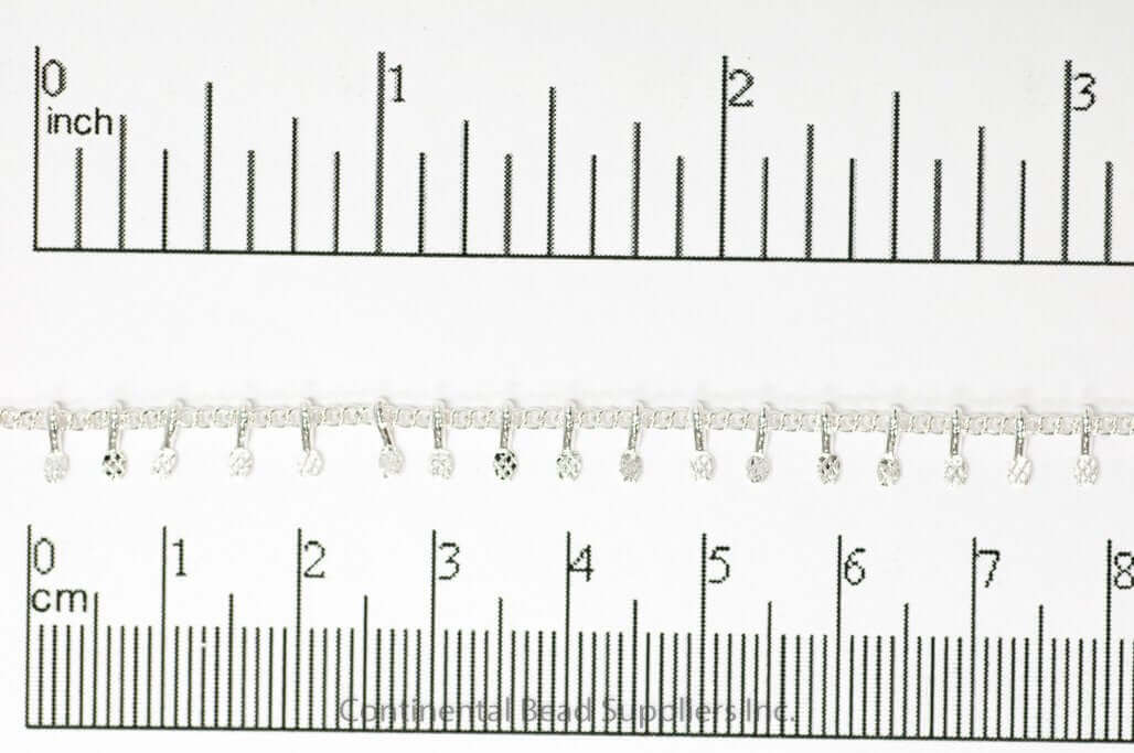 1.5mm Curb Chain with Textured Drops Specialty Chain Sold by The Foot - CH 896