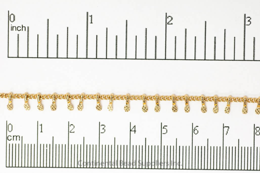 1.5mm Curb Chain with Textured Drops Specialty Chain Sold by The Foot - CH 896