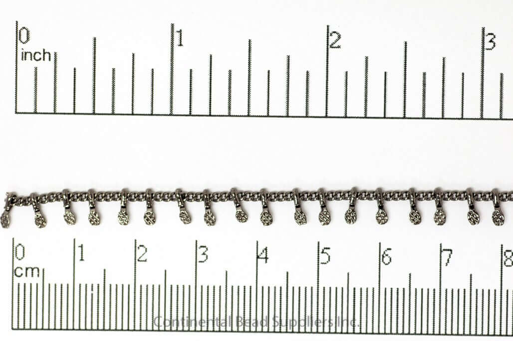 1.5mm Curb Chain with Textured Drops Specialty Chain Sold by The Foot - CH 896