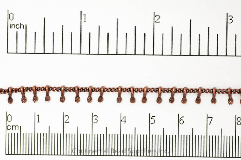 1.5mm Curb Chain with Textured Drops Specialty Chain Sold by The Foot - CH 896