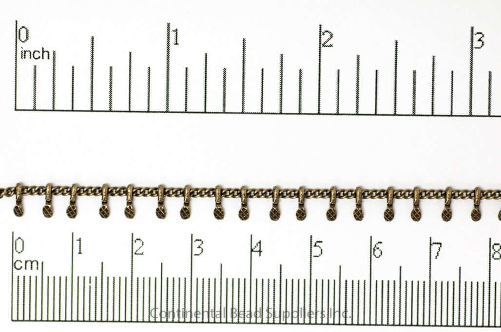 1.5mm Curb Chain with Textured Drops Specialty Chain Sold by The Foot - CH 896