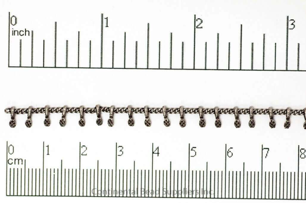 1.5mm Curb Chain with Textured Drops Specialty Chain Sold by The Foot - CH 896