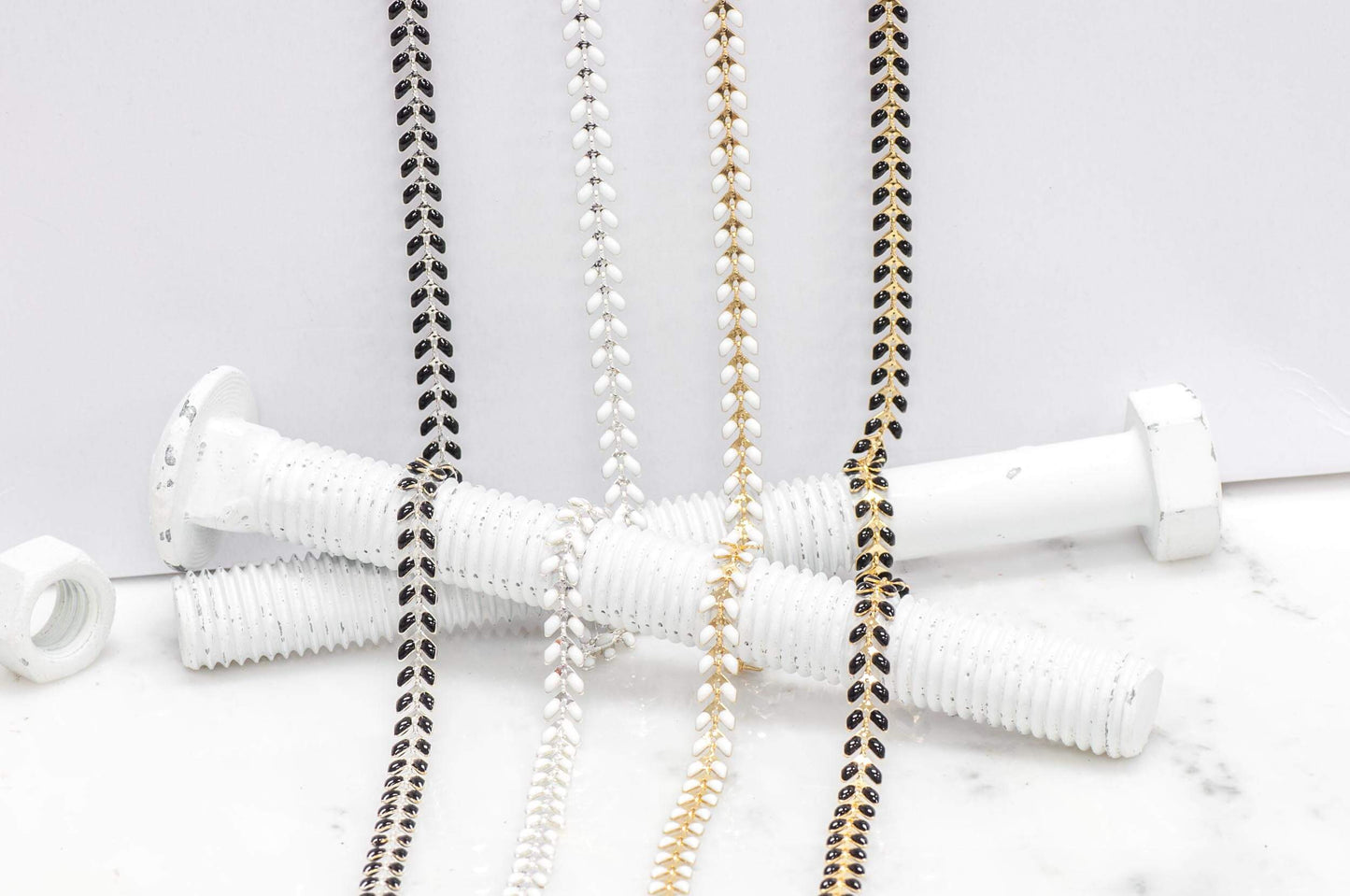 6mm x 5mm Black Epoxy Chevron Chain Specialty Chain Sold by The Foot - CH 898