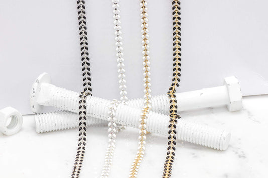 6mm x 5mm Black Epoxy Chevron Chain Specialty Chain Sold by The Foot - CH 898